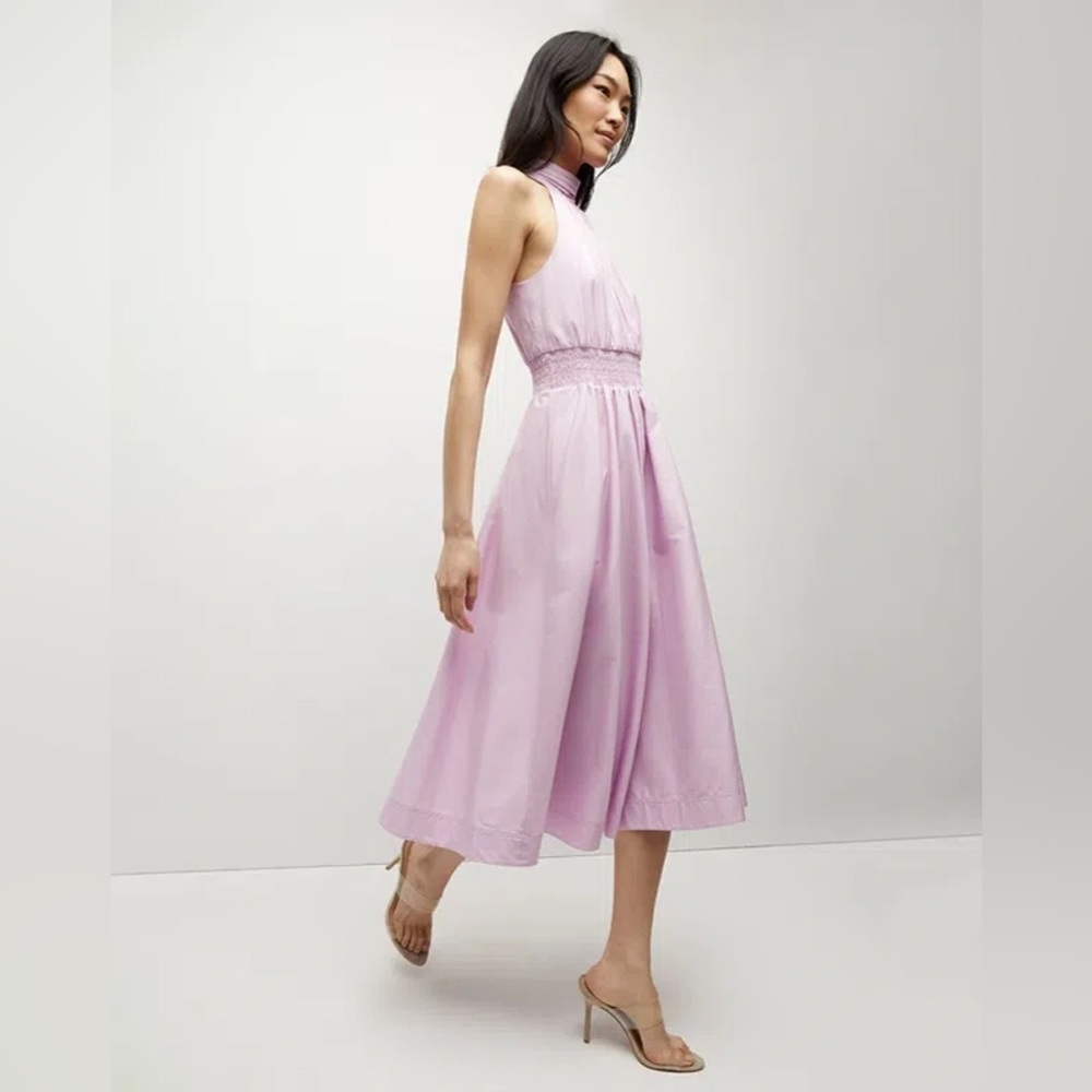 VERONICA BEARD
Kinny High-neck A-line Midi Dress In Barely Orchid Size 12